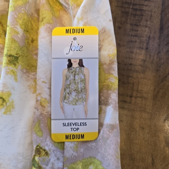 Joie Yellow White Floral Sleeveless Blouse M - Picture 8 of 8